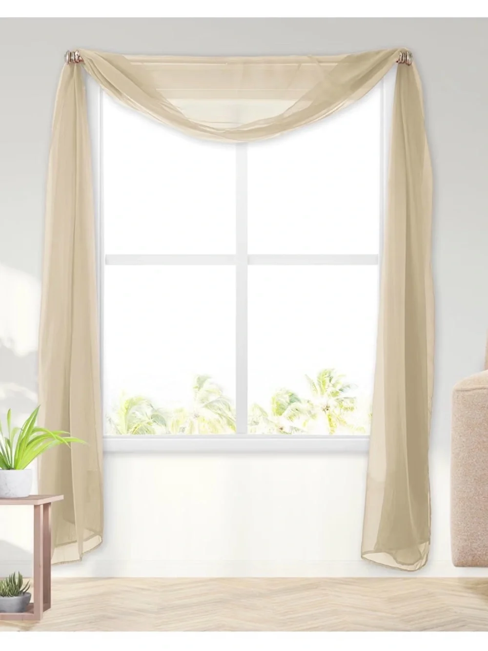 Sheer Cream Window Scarf Valance